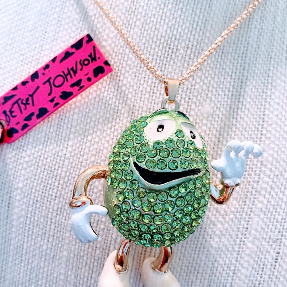 Green m and m candy necklace Betsey Johnson.